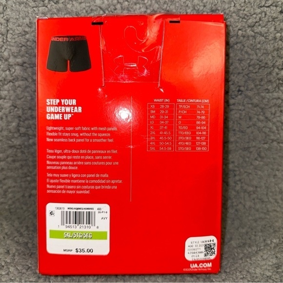 Under Armour Underwear Men's 5XL Navy Blue Tech 6" Boxerjock 2-Pack Boxer Briefs - Picture 5 of 5